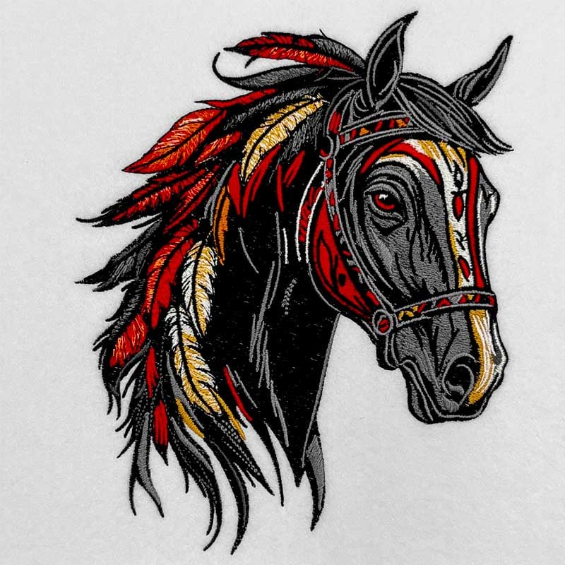 Free Spirit Horse Emblem – Machine Embroidered Denim Hoodie Jacket Alternate View | Hand Finished in Dubai