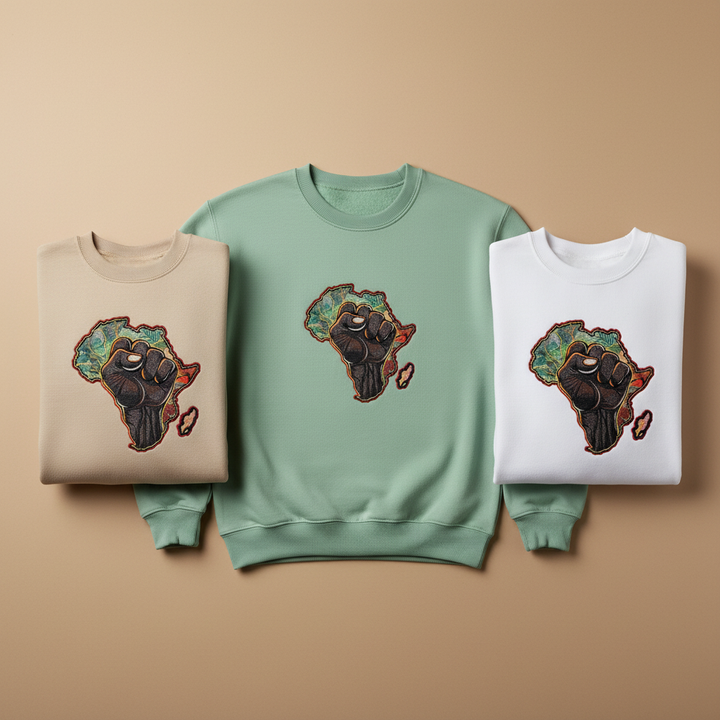 African Pride Machine Embroidered Sweatshirt – Hand Finished in Dubai | EmbroMania