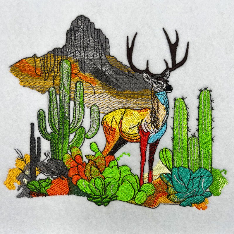 Mirage Desert Deer Machine Embroidered Sweatshirt – Hand Finished in Dubai | EmbroMania