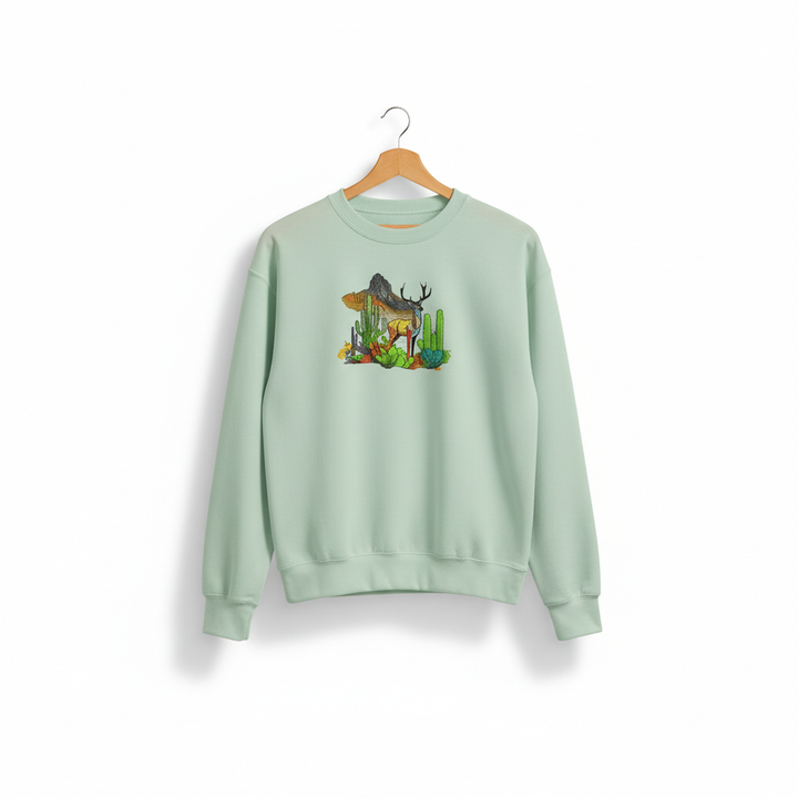Mirage Desert Deer Machine Embroidered Sweatshirt – Hand Finished in Dubai | EmbroMania