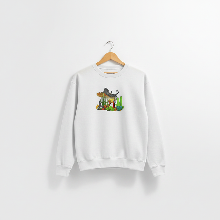 Mirage Desert Deer Machine Embroidered Sweatshirt – Hand Finished in Dubai | EmbroMania