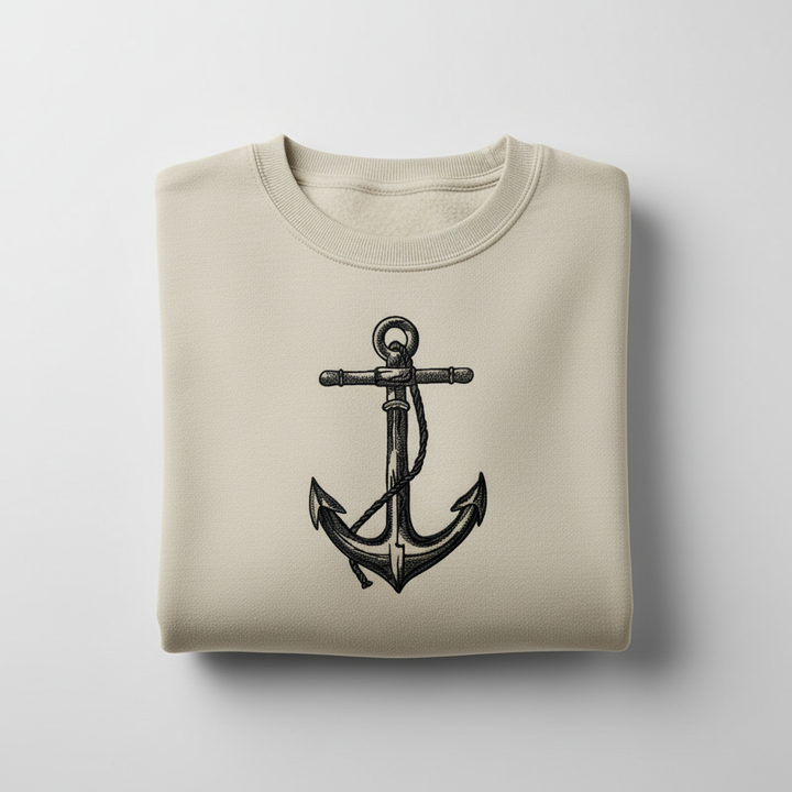 Anchor Machine Embroidered Sweatshirt – Hand Finished in Dubai | EmbroMania