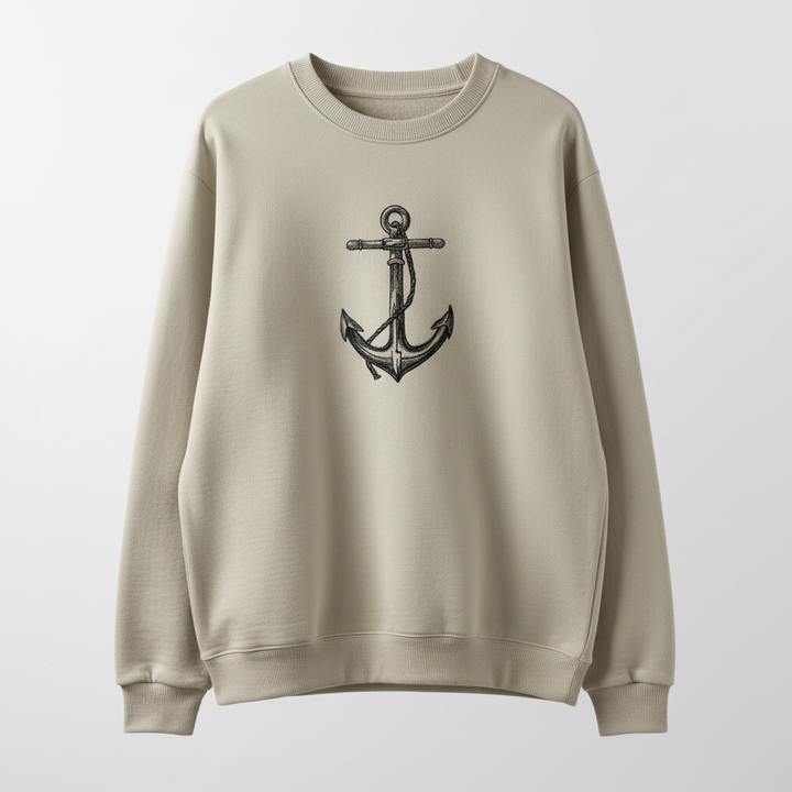 Anchor Machine Embroidered Sweatshirt – Hand Finished in Dubai | EmbroMania
