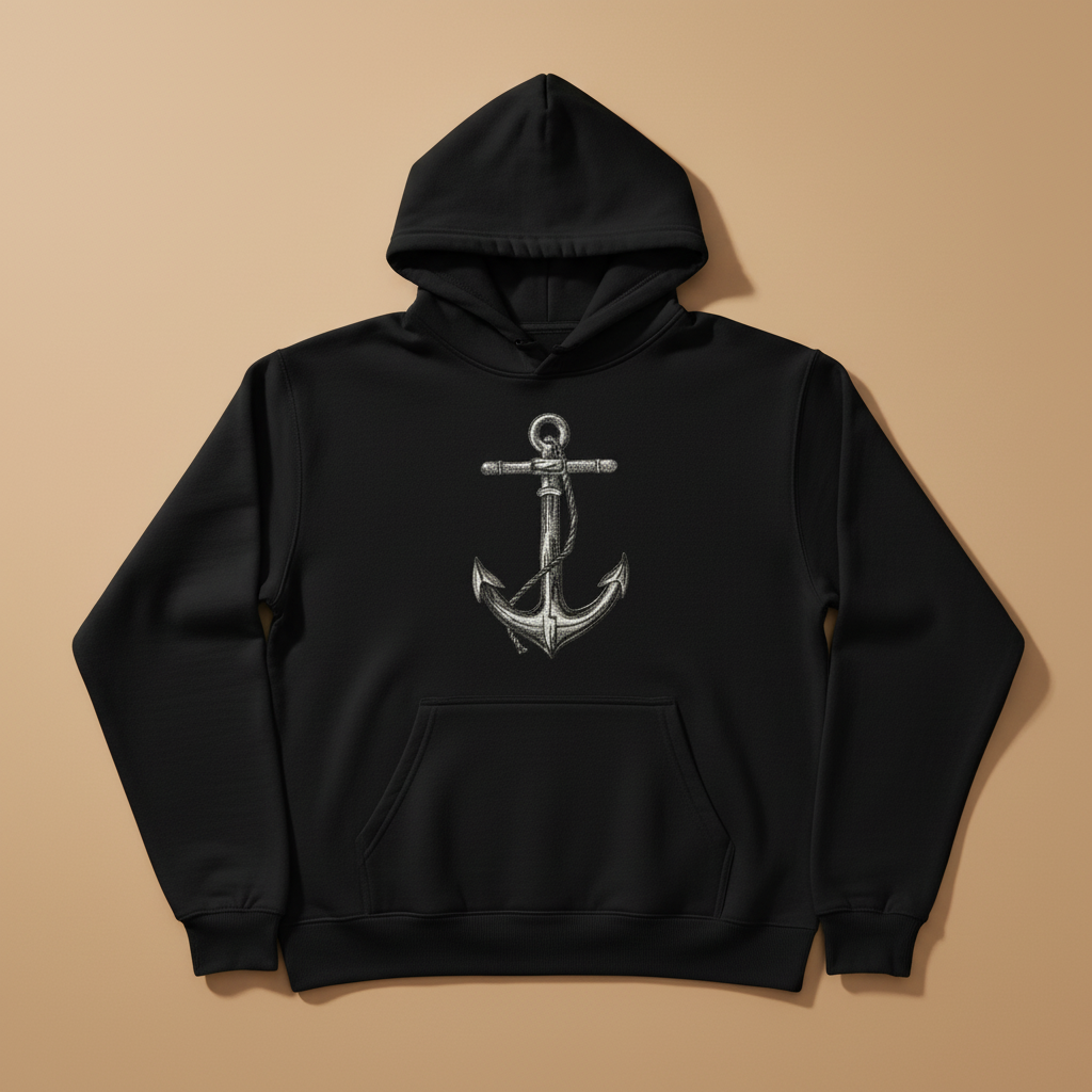 Anchor Machine Embroidered Sweatshirt – Hand Finished in Dubai | EmbroMania