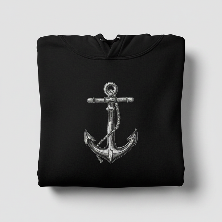 Anchor Machine Embroidered Sweatshirt – Hand Finished in Dubai | EmbroMania