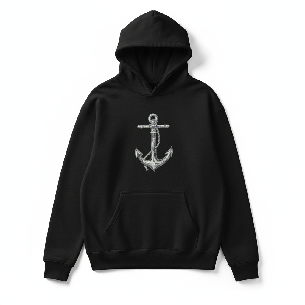Anchor Machine Embroidered Sweatshirt – Hand Finished in Dubai | EmbroMania