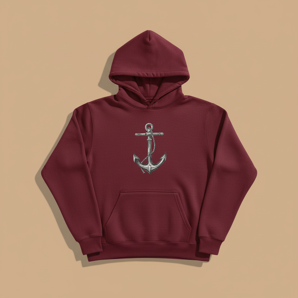 Anchor Machine Embroidered Sweatshirt – Hand Finished in Dubai | EmbroMania