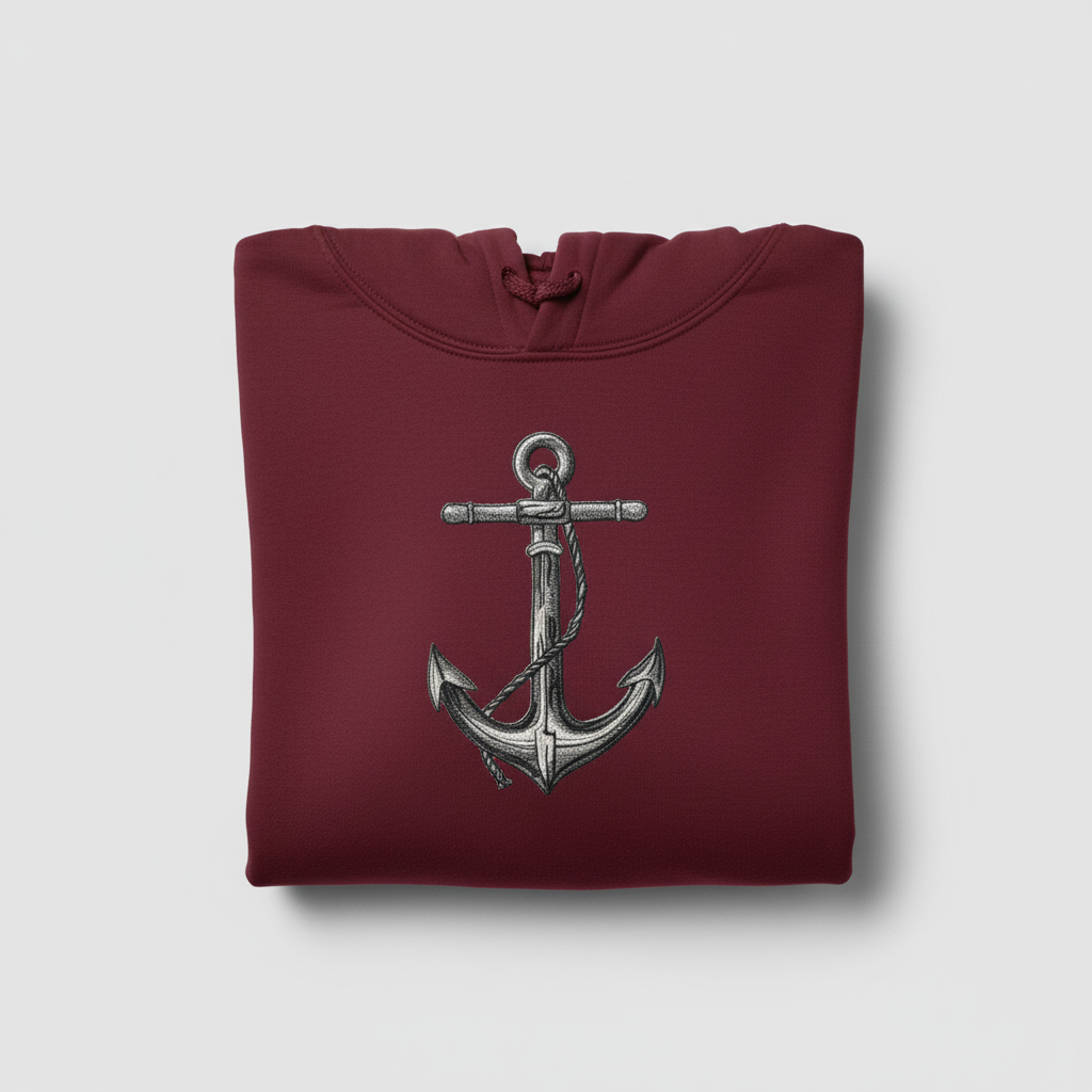 Anchor Machine Embroidered Sweatshirt – Hand Finished in Dubai | EmbroMania