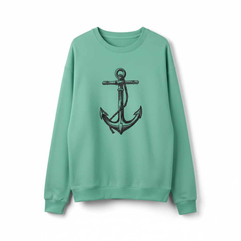 Anchor Machine Embroidered Sweatshirt – Hand Finished in Dubai | EmbroMania