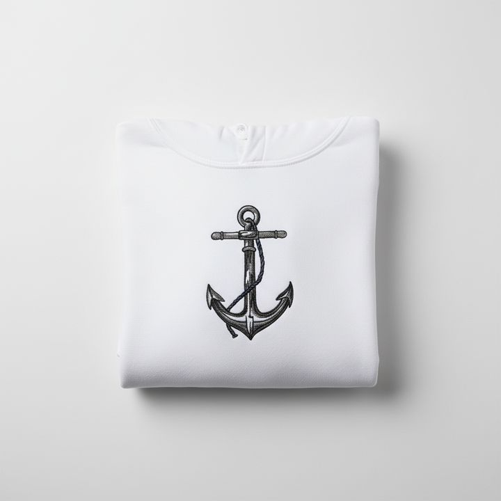 Anchor Machine Embroidered Sweatshirt – Hand Finished in Dubai | EmbroMania
