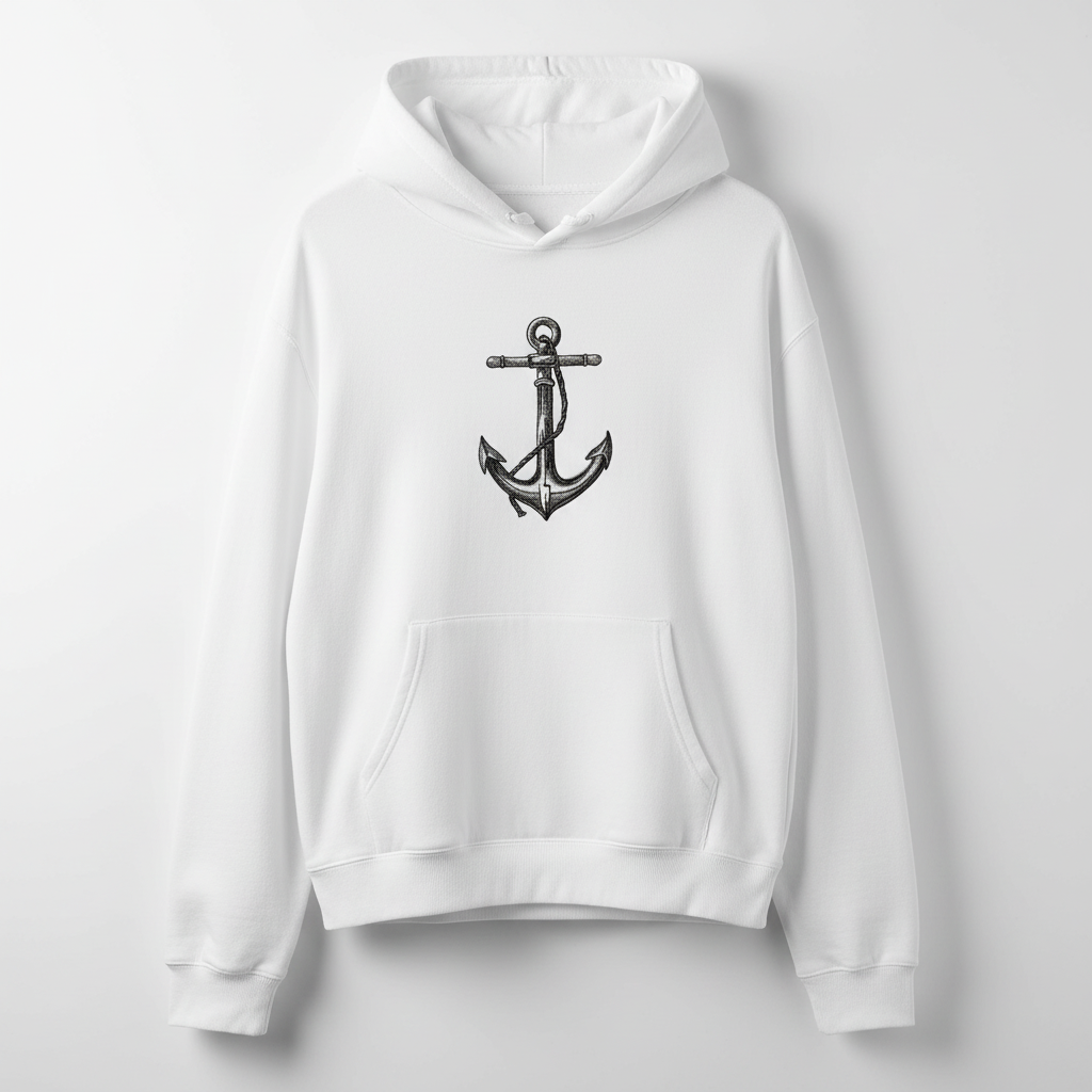 Anchor Machine Embroidered Sweatshirt – Hand Finished in Dubai | EmbroMania