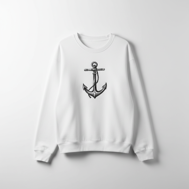 Anchor Machine Embroidered Sweatshirt – Hand Finished in Dubai | EmbroMania