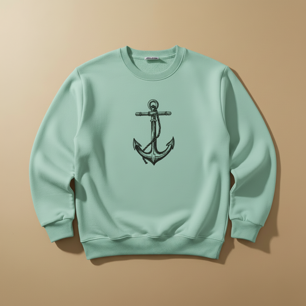 Anchor Machine Embroidered Sweatshirt – Hand Finished in Dubai | EmbroMania