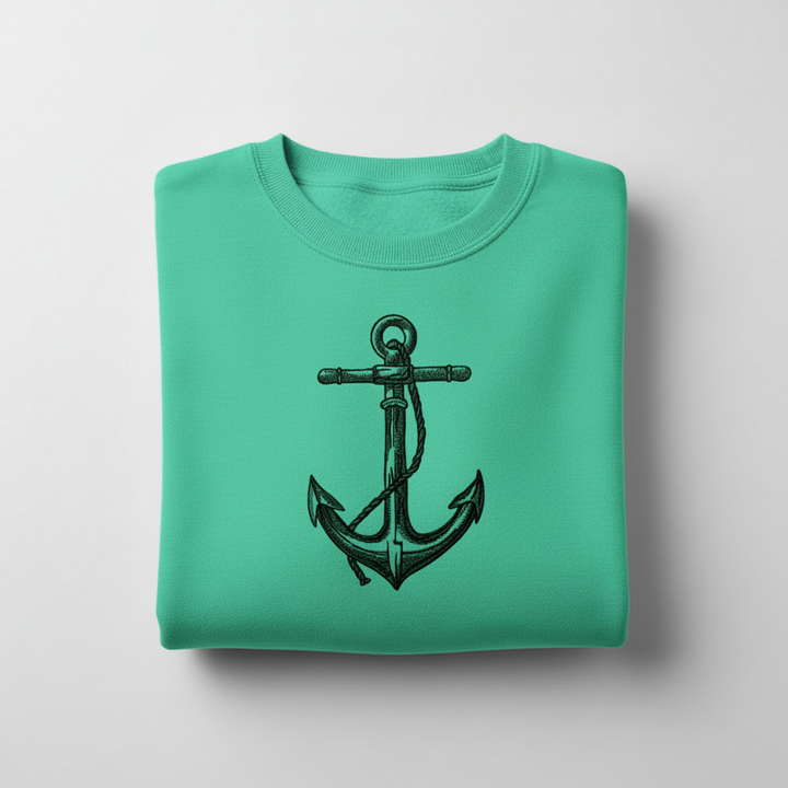 Anchor Machine Embroidered Sweatshirt – Hand Finished in Dubai | EmbroMania