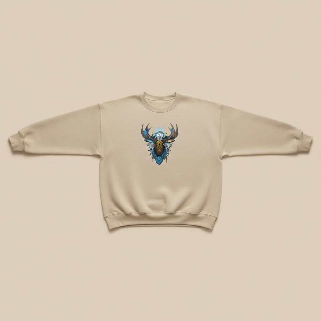 Tribal Moose Machine Embroidered Sweatshirt – Hand Finished in Dubai | EmbroMania