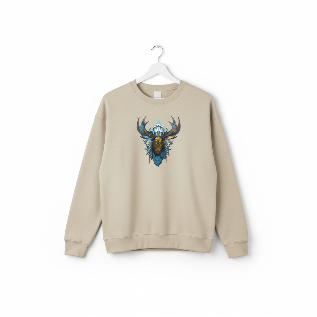 Tribal Moose Machine Embroidered Sweatshirt – Hand Finished in Dubai | EmbroMania