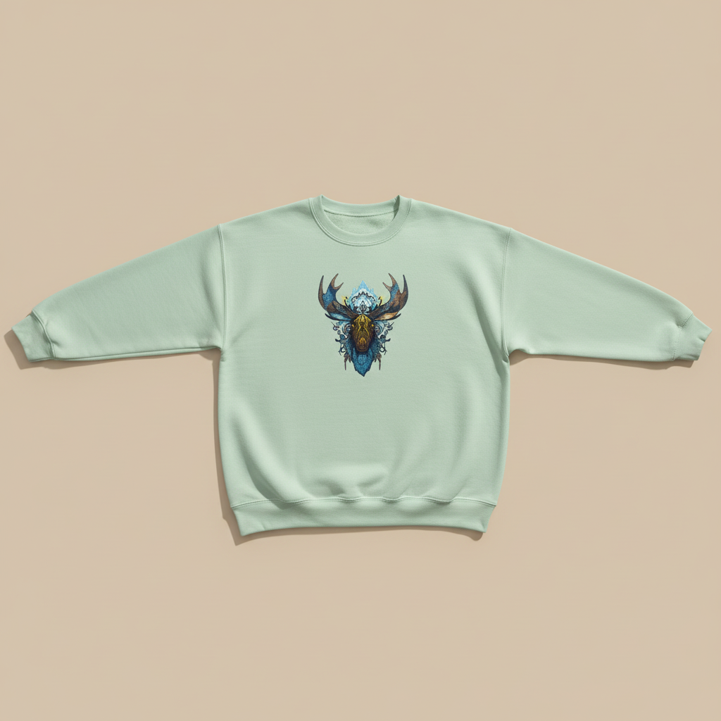 Tribal Moose Machine Embroidered Sweatshirt – Hand Finished in Dubai | EmbroMania