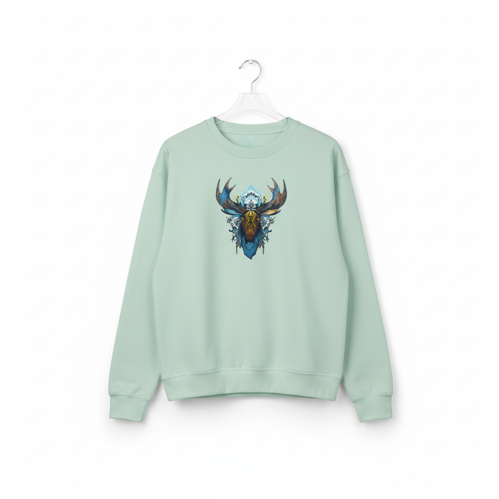 Tribal Moose Machine Embroidered Sweatshirt – Hand Finished in Dubai | EmbroMania