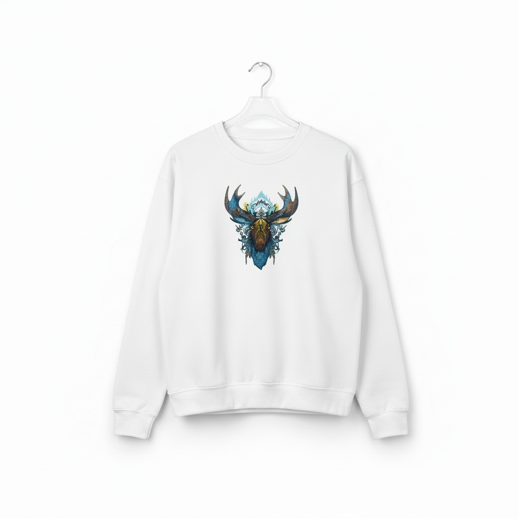 Tribal Moose Machine Embroidered Sweatshirt – Hand Finished in Dubai | EmbroMania
