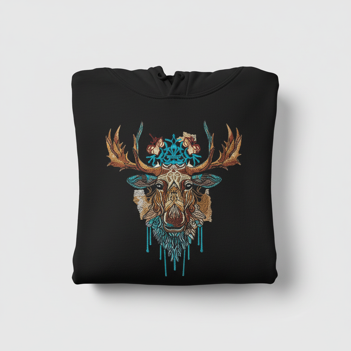 Artisan Moose Machine Embroidered Hoodie – Hand Finished in Dubai | EmbroMania