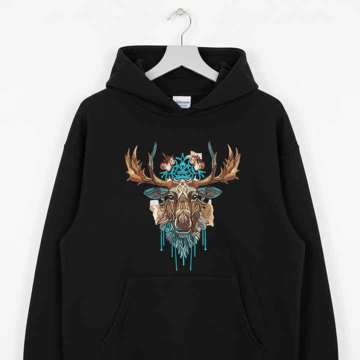 Artisan Moose Machine Embroidered Hoodie – Hand Finished in Dubai | EmbroMania