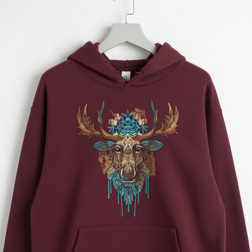 Artisan Moose Machine Embroidered Hoodie – Hand Finished in Dubai | EmbroMania
