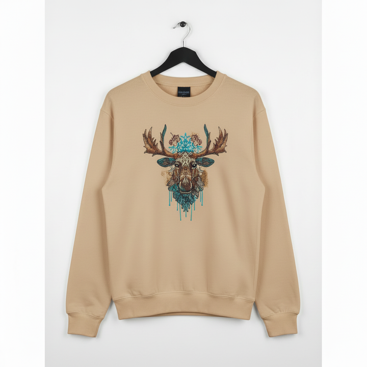 Tribal Moose Majesty Machine Embroidered Sweatshirt – Hand Finished in Dubai | EmbroMania