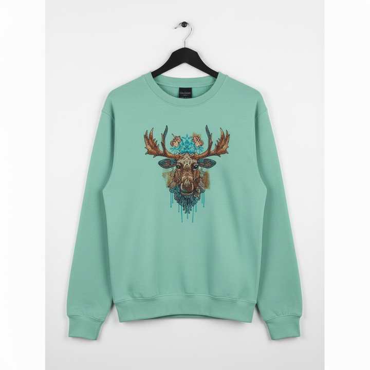 Tribal Moose Majesty Machine Embroidered Sweatshirt – Hand Finished in Dubai | EmbroMania