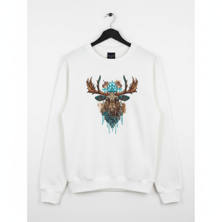 Tribal Moose Majesty Machine Embroidered Sweatshirt – Hand Finished in Dubai | EmbroMania