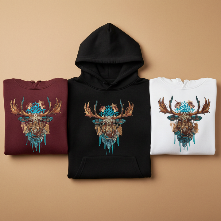 Artisan Moose Machine Embroidered Hoodie – Hand Finished in Dubai | EmbroMania