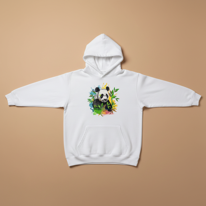 Artistic Panda Machine Embroidered Hoodie – Hand Finished in Dubai | EmbroMania