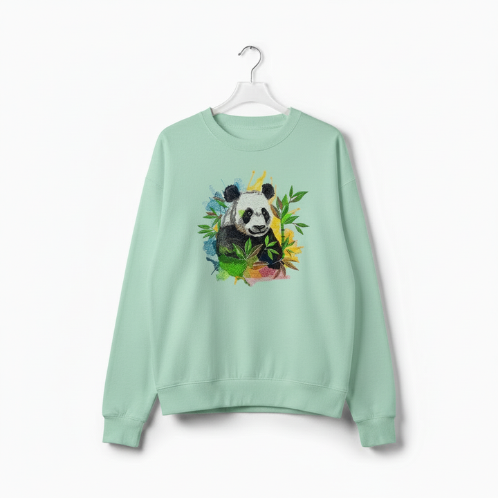 Colour Splash Panda Machine Embroidered Sweatshirt – Hand Finished in Dubai | EmbroMania