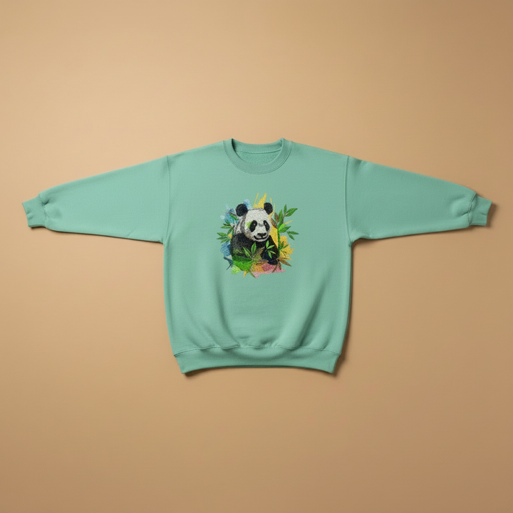Colour Splash Panda Machine Embroidered Sweatshirt – Hand Finished in Dubai | EmbroMania