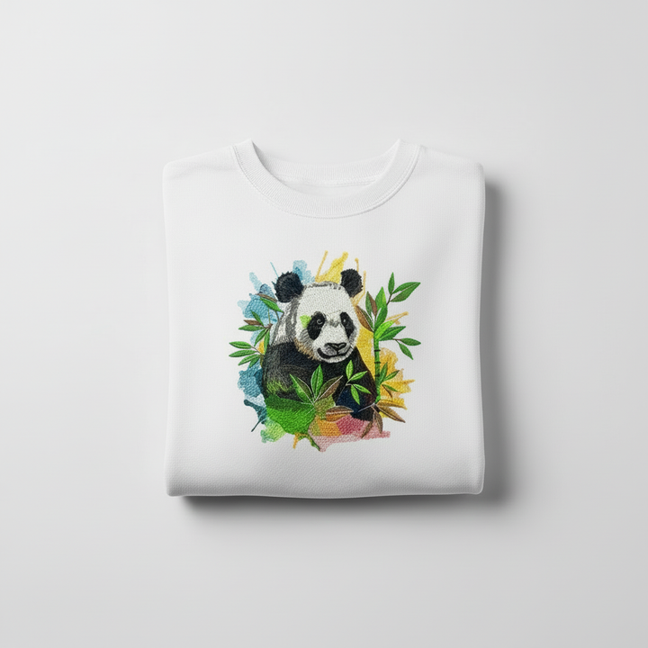 Colour Splash Panda Machine Embroidered Sweatshirt – Hand Finished in Dubai | EmbroMania