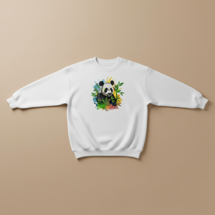 Colour Splash Panda Machine Embroidered Sweatshirt – Hand Finished in Dubai | EmbroMania