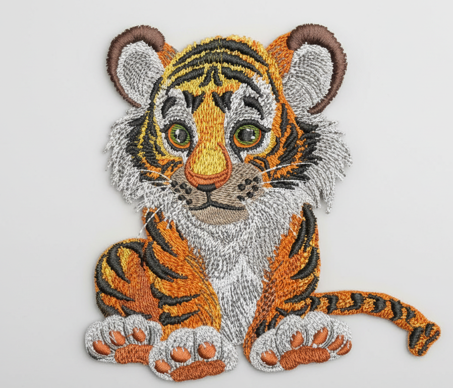 Baby Tiger Machine Embroidered Sweatshirt – Hand Finished in Dubai | EmbroMania