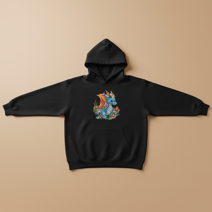 Baby Blue Dragon Machine Embroidered Hoodie – Hand Finished in Dubai | EmbroMania
