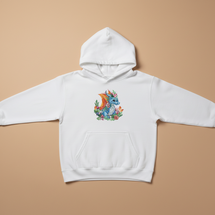 Baby Blue Dragon Machine Embroidered Hoodie – Hand Finished in Dubai | EmbroMania
