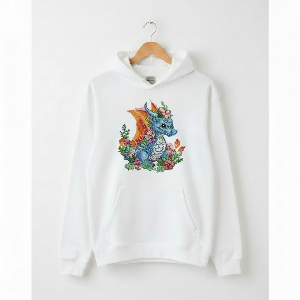 Baby Blue Dragon — Embroidered Hoodie