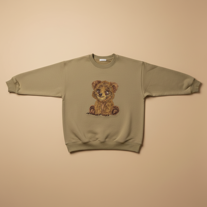Baby Brown Bear Machine Embroidered Sweatshirt – Hand Finished in Dubai | EmbroMania