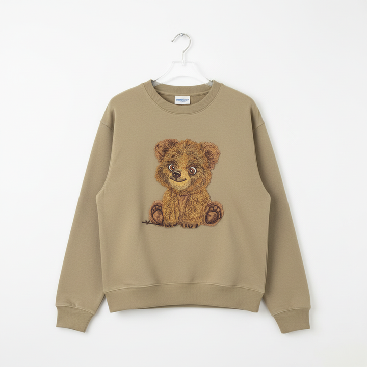 Baby Brown Bear Machine Embroidered Sweatshirt – Hand Finished in Dubai | EmbroMania