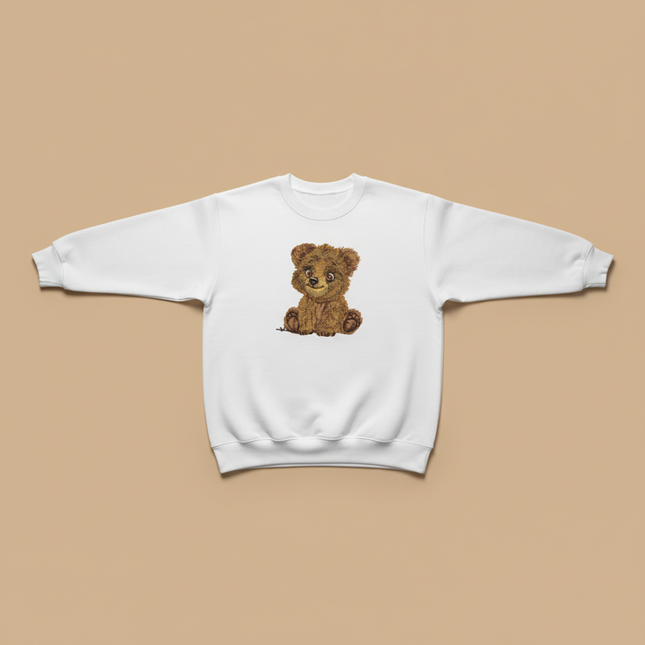 Baby Brown Bear Machine Embroidered Sweatshirt – Hand Finished in Dubai | EmbroMania