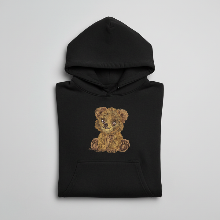 Baby Brown Bear Machine Embroidered Hoodie – Hand Finished in Dubai | EmbroMania