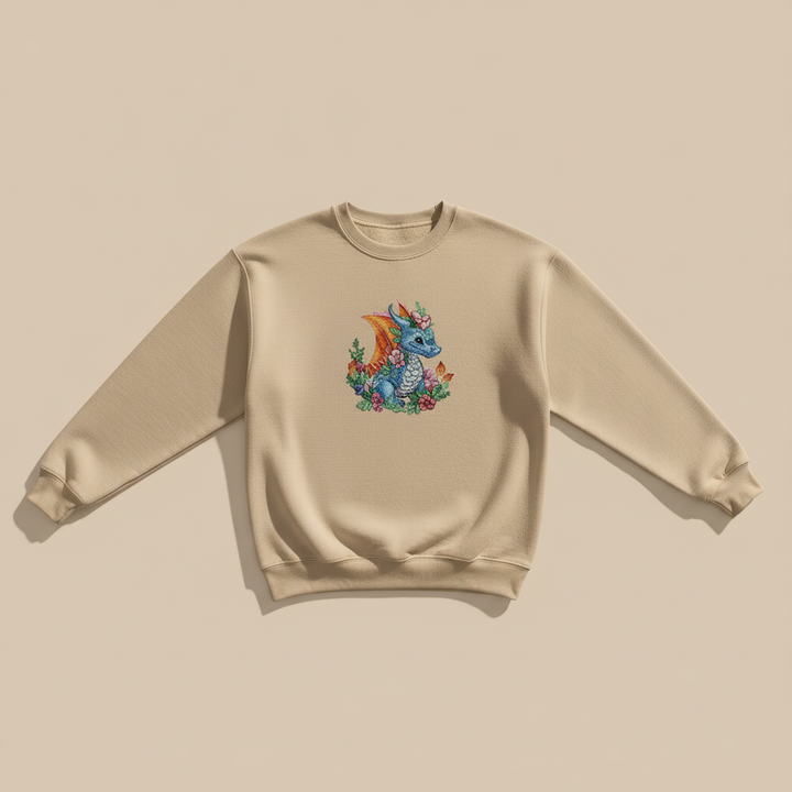 Baby Blue Dragon Machine Embroidered Sweatshirt – Hand Finished in Dubai | EmbroMania
