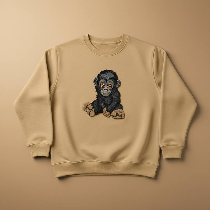Baby Gorilla Machine Embroidered Sweatshirt – Hand Finished in Dubai | EmbroMania