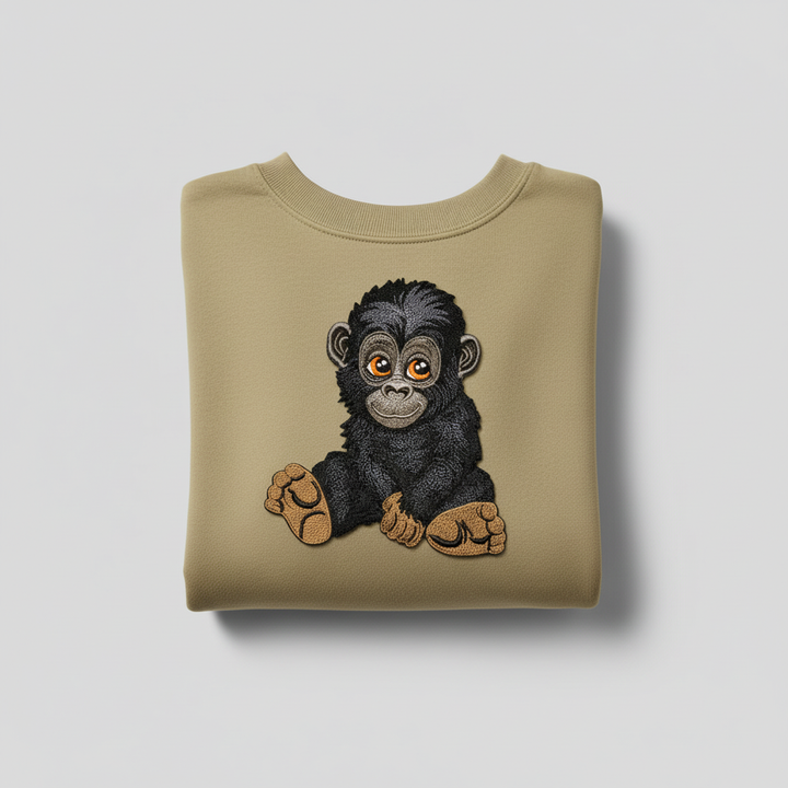 Baby Gorilla Machine Embroidered Sweatshirt – Hand Finished in Dubai | EmbroMania