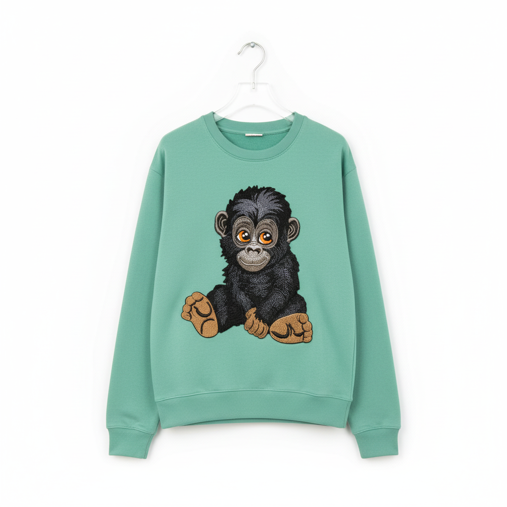 Baby Gorilla Machine Embroidered Sweatshirt – Hand Finished in Dubai | EmbroMania