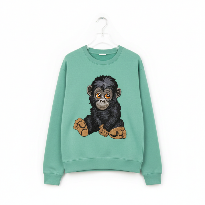 Baby Gorilla Machine Embroidered Sweatshirt – Hand Finished in Dubai | EmbroMania
