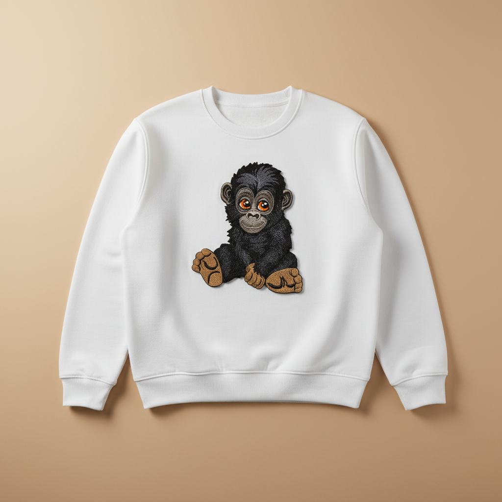 Baby Gorilla Machine Embroidered Sweatshirt – Hand Finished in Dubai | EmbroMania