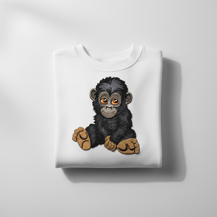 Baby Gorilla Machine Embroidered Sweatshirt – Hand Finished in Dubai | EmbroMania